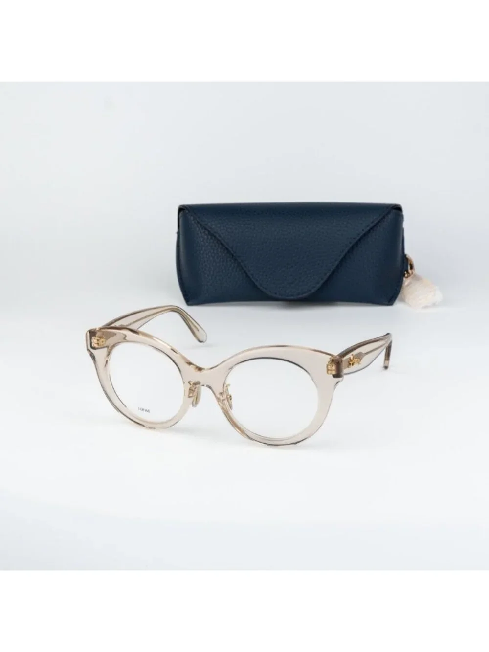 Loewe Women Eyeglasses Beige Demo Round LW50074F CURVY 057 NEW AUTHENTIC